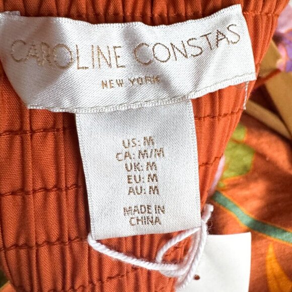 Caroline Constas Halter Dress Orange Floral Linen Blend Embroidered NWT M - Picture 7 of 10